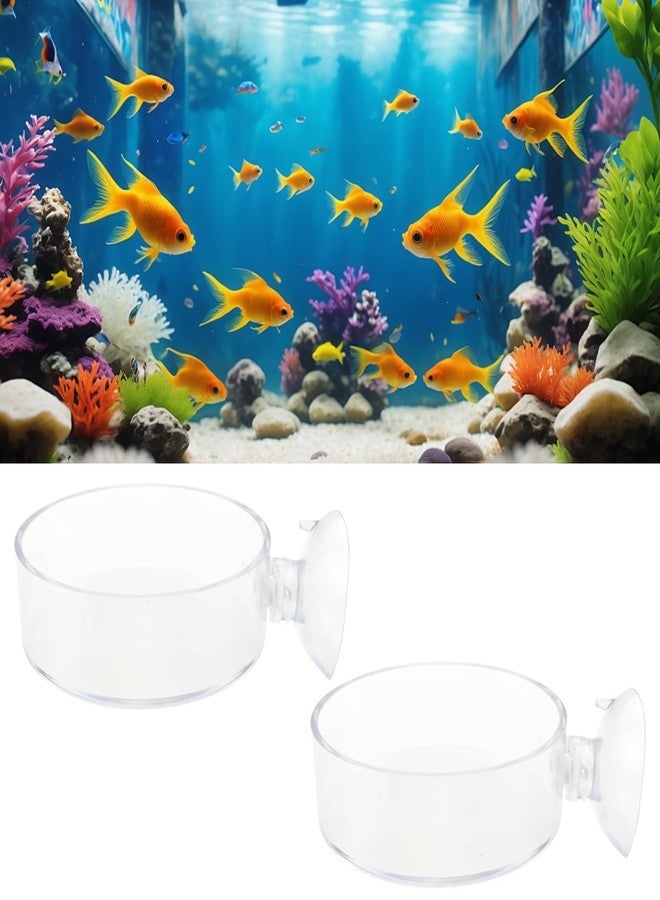Capiant 2 Pack 60mm Aquarium Shrimp Feeder Dish with Suction Round Clear Fish Tank Food Tray Container Feeder Bowl Prevent Food Spilling - Image 1